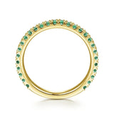 14K Y Gold 2mm 0.45ctw Emerald Band