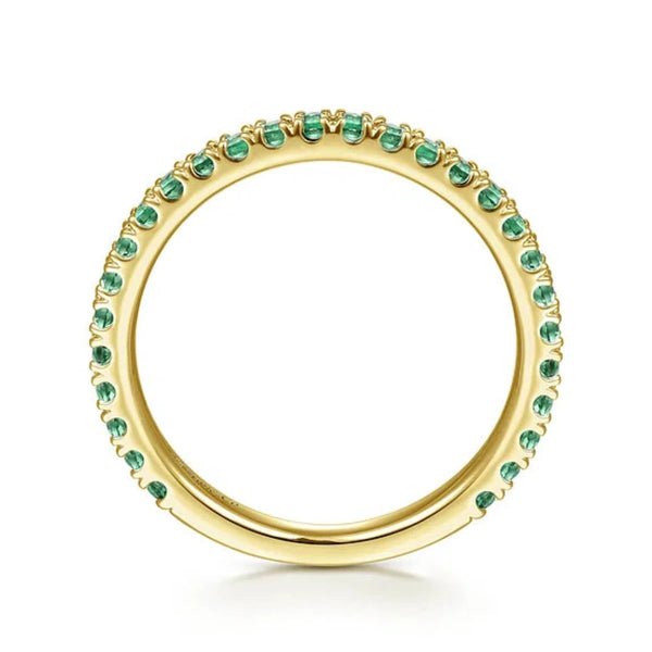 14K Y Gold 2mm 0.45ctw Emerald Band