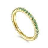 14K Y Gold 2mm 0.45ctw Emerald Band