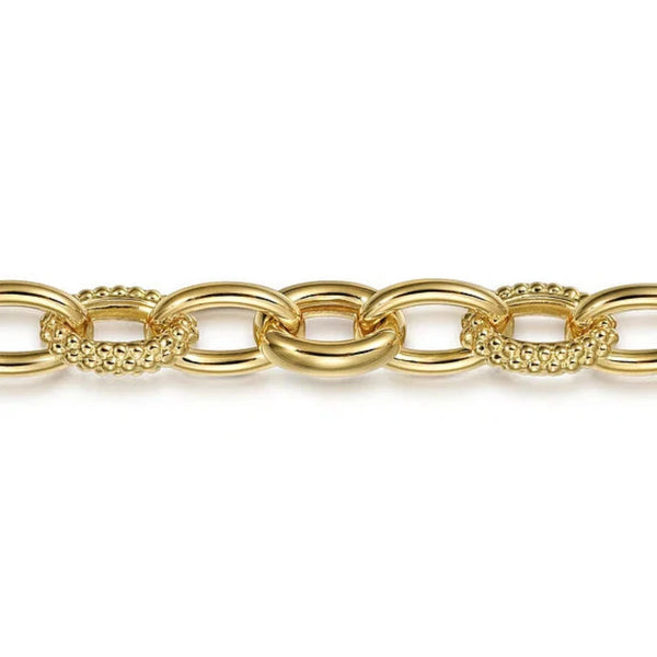 14K Y Gold 7.5" Textured Link Bracelet