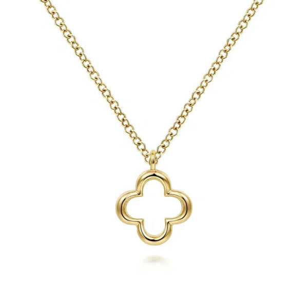 14K Y Gold Open Clover Pendant