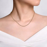 14K Y Gold 17" Solid Link Chain Necklace