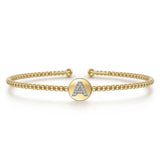 14K Y Gold 0.05cttw Diamond Initial A Cuff Bracelet