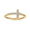 14K Y Gold 0.12ctw G/SI2 Diamond Cross Ring