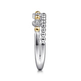 SS 14 0.05ctw Beaded White Sapphire Double Row Ring