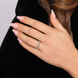 SS 14 0.05ctw Beaded White Sapphire Double Row Ring