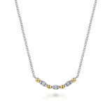 SS 14 0.10ctw White Sapphire Dainty Beaded Bar Necklace