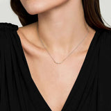 SS 14 0.10ctw White Sapphire Dainty Beaded Bar Necklace