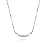 SS 14 0.10ctw White Sapphire Dainty Beaded Bar Necklace