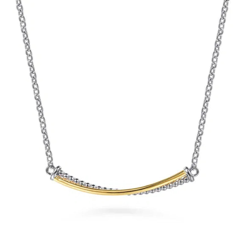SS 14 18"Criss Cross Beaded Bar Necklace