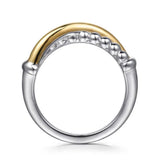 SS 14 Gold Beaded Criss Cross Ladies Ring