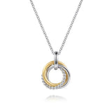 SS 14 18" Interlocking Round Triple Circle Pendant Necklace