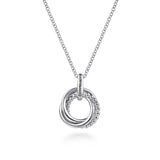 SS 14 18" Interlocking Round Triple Circle Pendant Necklace