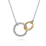 SS 14 18" Double Round Circle Pendant Necklace