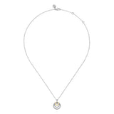 SS 14 18" Dainty Round Triple Circle Pendant Necklace