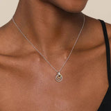 SS 14 18" Dainty Round Triple Circle Pendant Necklace
