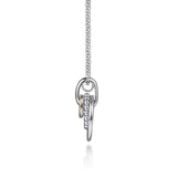SS 14 18" Dainty Round Triple Circle Pendant Necklace