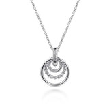 SS 14 18" Dainty Round Triple Circle Pendant Necklace