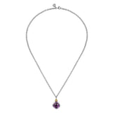 SS 14 Y Gold 7.61ct 11mm Round Faceted Amethyst Pendant