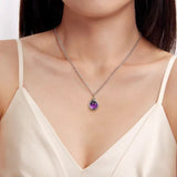 SS 14 Y Gold 7.61ct 11mm Round Faceted Amethyst Pendant