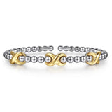 SS 14 4mm 6" Beaded Bangle Bracelet with Three X Stations