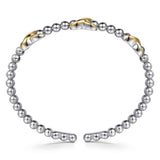 SS 14 4mm 6" Beaded Bangle Bracelet with Three X Stations