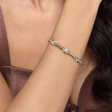 SS 14 4mm 6" Beaded Bangle Bracelet with Three X Stations