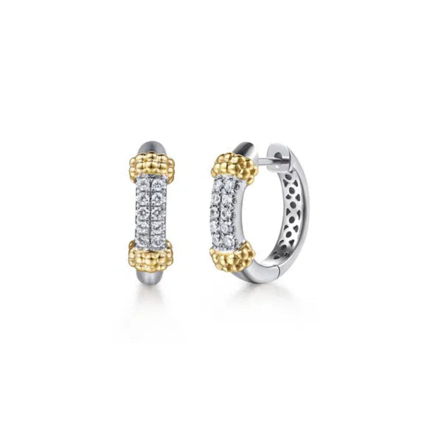 SS 14 0.24ctw White Sapphire Beaded Huggie Earrings