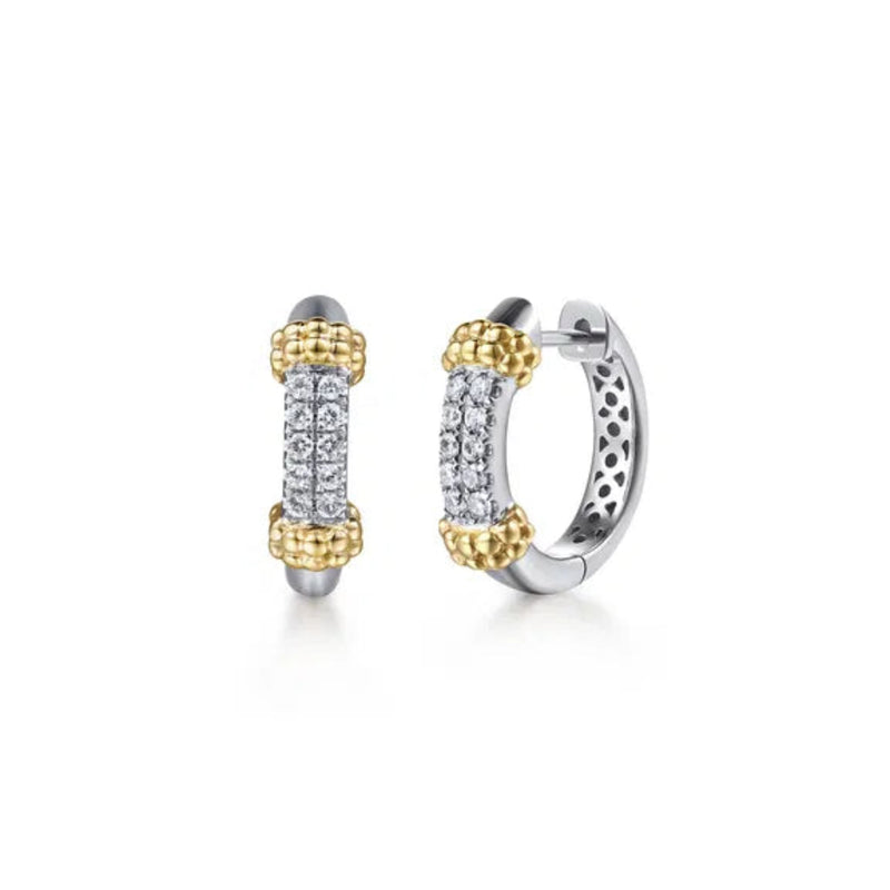 SS 14 0.24ctw White Sapphire Beaded Huggie Earrings