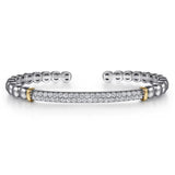 SS Two-Tone 1.38ctw White Sapphire Bar Bangle Bracelet