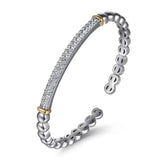 SS Two-Tone 1.38ctw White Sapphire Bar Bangle Bracelet
