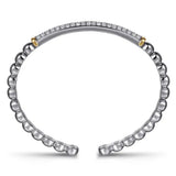 SS Two-Tone 1.38ctw White Sapphire Bar Bangle Bracelet