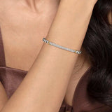 SS Two-Tone 1.38ctw White Sapphire Bar Bangle Bracelet