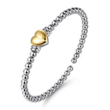 SS 14 Beaded Heart Bangle Bracelet