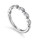 14K W Gold 0.25ctw G/VS2 Marquise Shape Diamond Band