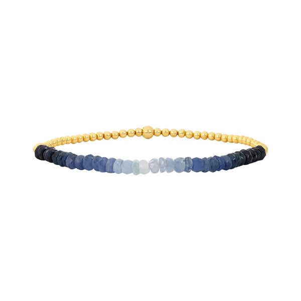 14K Gold Filled 2mm 6.25" Stretch Blue Sapphire Bracelet - Walter Bauman Jewelers