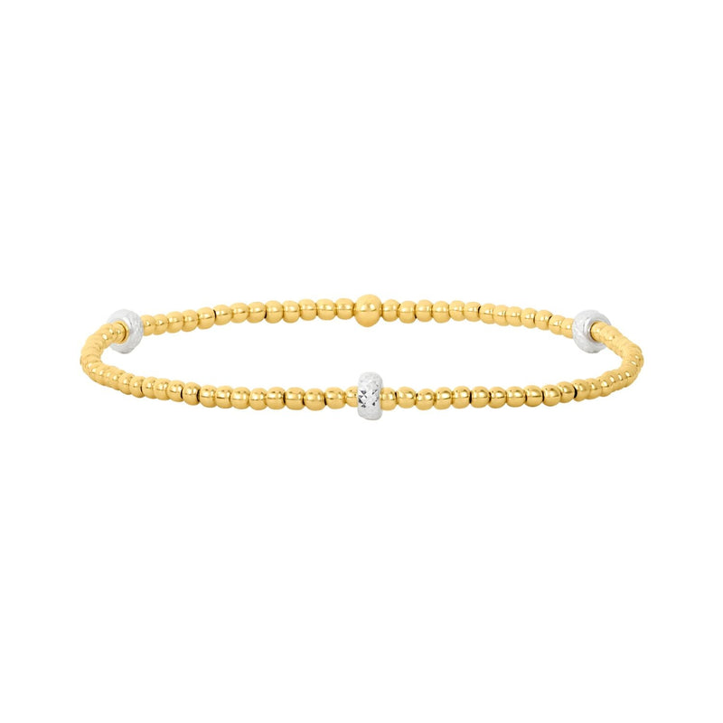 14K Gold Filled 2mm Beaded Bracelet with Sterling Silver Rondell 6.50 - Walter Bauman Jewelers