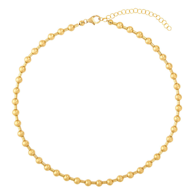 14K Gold Filled 5mm 14"+2" Beaded Bar Necklace - Walter Bauman Jewelers