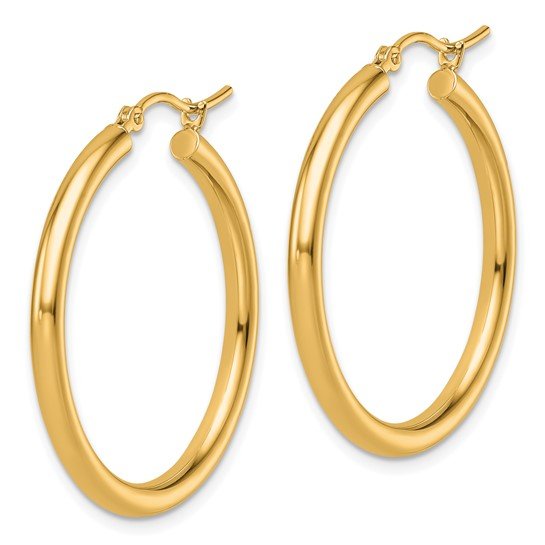 14k Polished 2.5mm Lightweight Tube Hoop Earrings - Walter Bauman Jewelers