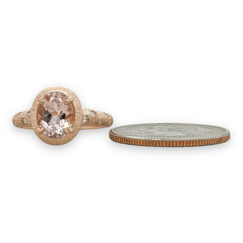 14K R Gold 0.12ctw Diamond and 1.69ct Oval Morganite Ring - Walter Bauman Jewelers