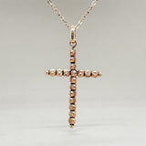 14K R Gold D/C Beaded Cross Pendant - Walter Bauman Jewelers