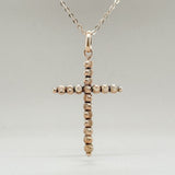 14K R Gold D/C Beaded Cross Pendant - Walter Bauman Jewelers