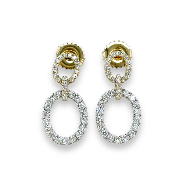 14K TT Gold 0.83ctw Double Oval Diamond Drop Earrings - Walter Bauman Jewelers