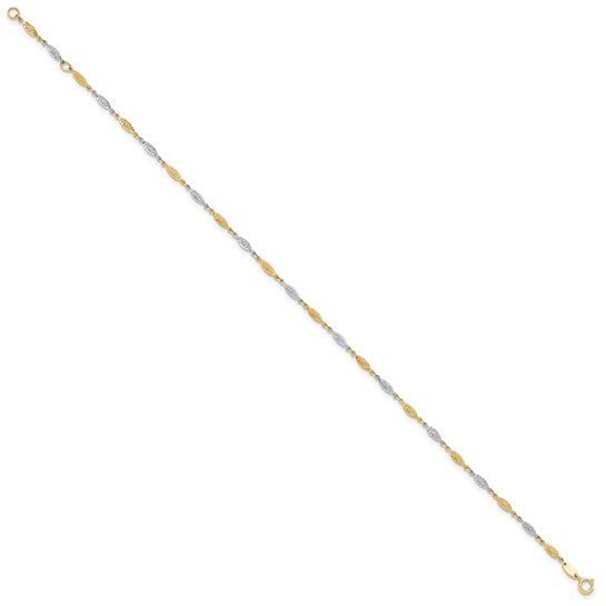 14K TT Gold 10" Dia Cut Ankle Bracelet - Walter Bauman Jewelers