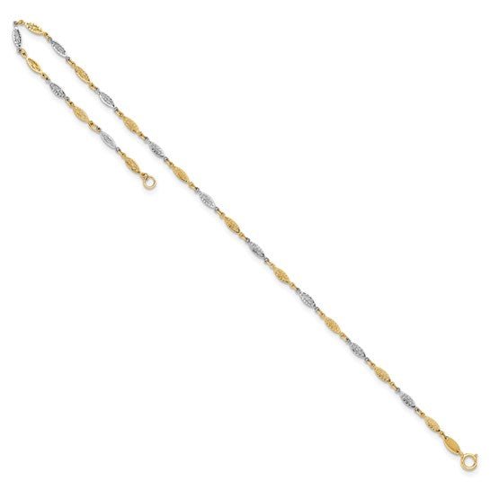 14K TT Gold 10" Dia Cut Ankle Bracelet - Walter Bauman Jewelers