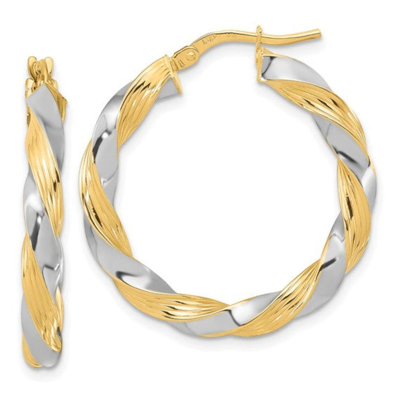 14K TT Gold DC Twist Hoop Earrings 3.0grms - Walter Bauman Jewelers