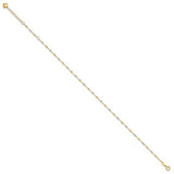 14K TT Gold Dia Cut 11" Beaded Ankle Bracelet - Walter Bauman Jewelers