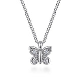 14K W Gold 0.07ctw G/SI2 Diamond Butterfly Pendant - Walter Bauman Jewelers