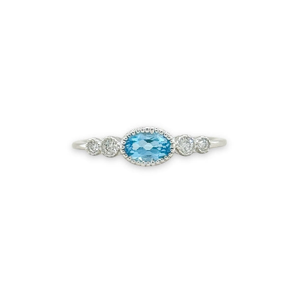 14K W Gold 0.09ctw Diamond 0.50ct Blue Topaz Ring - Walter Bauman Jewelers