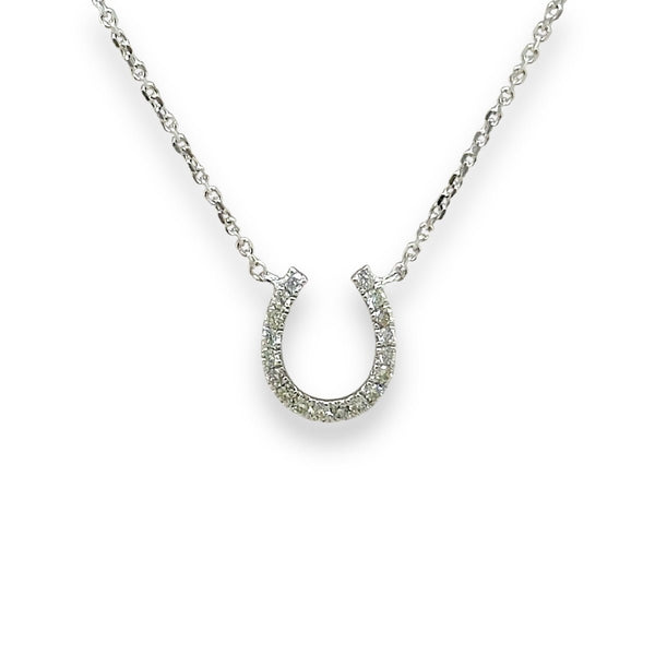 14K W Gold 0.10ct H/SI1 Diamond Horseshoe Necklace - Walter Bauman Jewelers